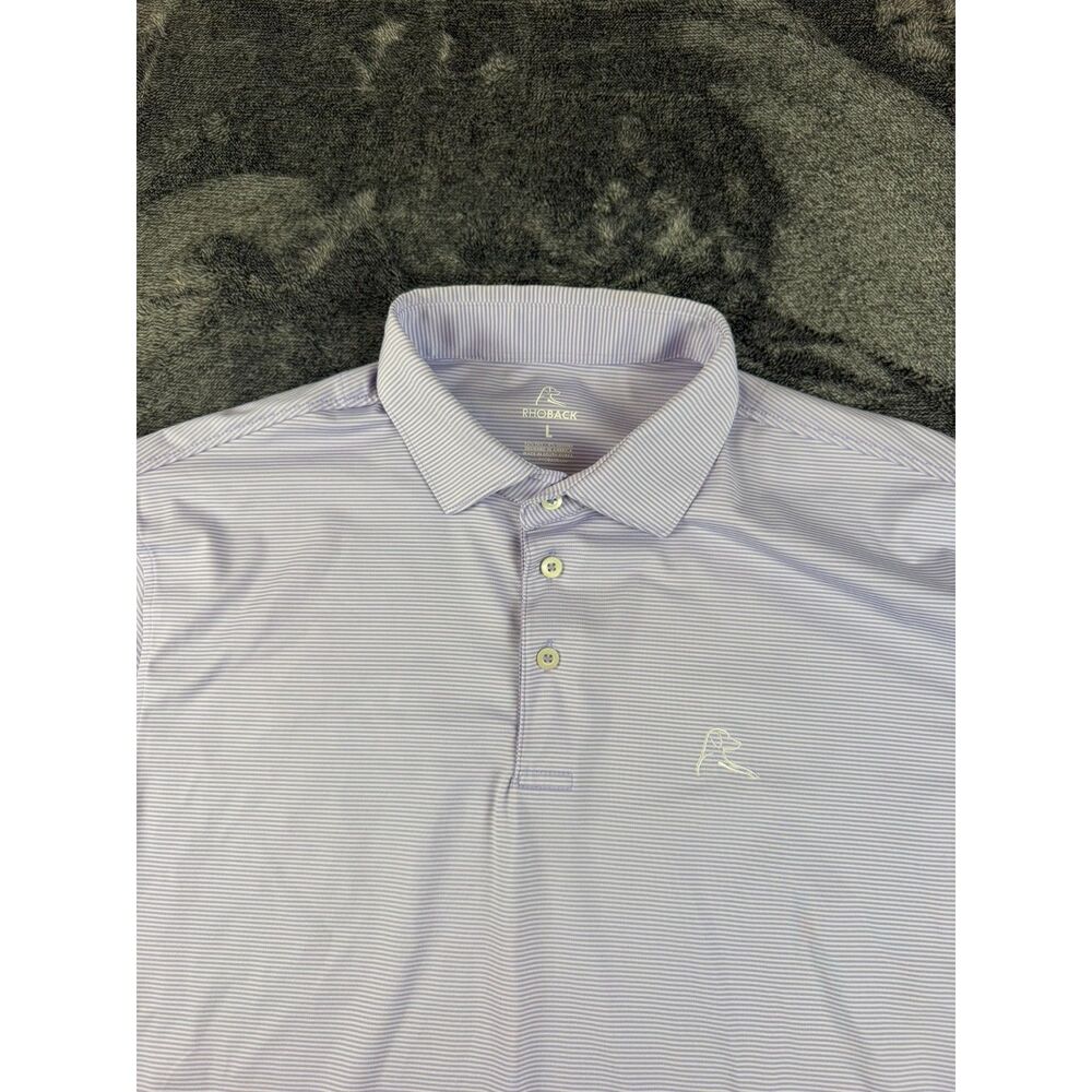 Rhoback Polo Shirt Mens L Striped Purple Golf Performance Short Sleeve Stretch